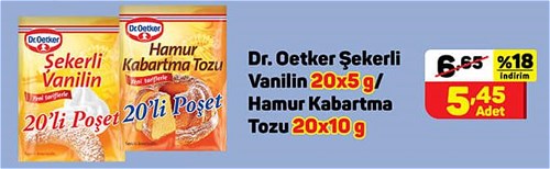 Dr.Oetker Şekerli Vanilin 20x5 g/Hamur Kaburtma Tozu 20x10 g image