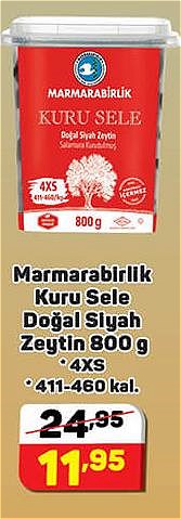 Marmarabirlik Kuru Sele Doğal Siyah Zeytin 800 g 4XS 411-460 kal. image