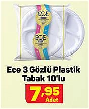 Ece 3 Gözlü Plastik Tabak 10'lu image