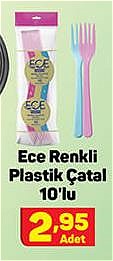 Ece Renkli Plastik Çatal 10'lu image