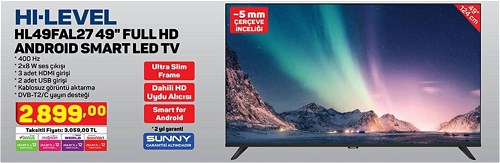 Hi-Level HL49FAL27 49" Full Hd Android Smart Led Tv image