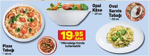 Pizza Tabağı 32 cm/Opal Kase 27 cm/Oval Servis Tabağı 33 cm image