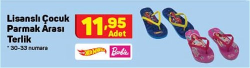 Hot Wheels / Barbie Lisanslı Çocuk Parmak Arası Terlik image