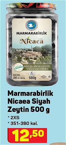 Marmarabirlik Nicaea Siyah Zeytin 500 g 2XS 351-380 kal. image