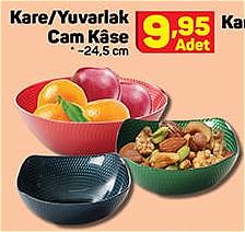 Kare/Yuvarlak Cam Kase 24,5 cm image