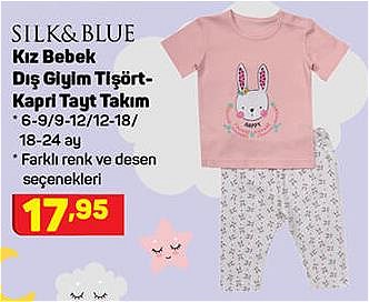 Silk&Blue Kız Bebek Dış Giyim Tişört-Kapri Tayt Takım image