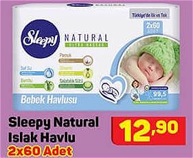 Sleepy Natural Islak Havlu 2x60 Adet image
