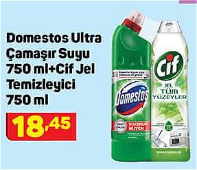 Domestos Ultra Çamaşır Suyu 750 ml+Cif Jel Temizleyici 750 ml image