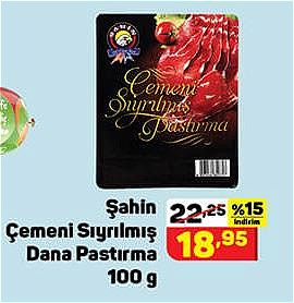 Şahin Çemeni Sıyrılmış Dana Pastırma 100 g image