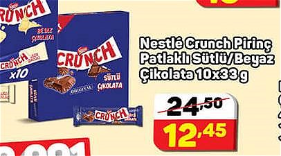 Nestle Crunch Pirinç Patlaklı Sütlü/Beyaz Çikolata 10x33 g image