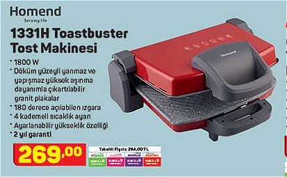 Homend 1331H Toastbuster Tost Makinesi 1800 W image