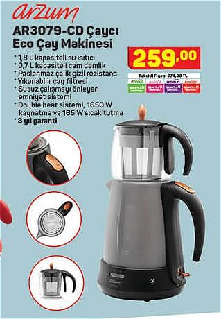 Arzum AR3079-CD Çaycı Eco Çay Makinesi 1650 W image