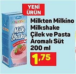 Milkten Milkino Milkshake Çilek ve Pasta Aromalı Süt 200 ml image