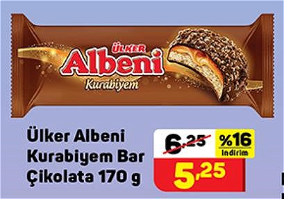 Ülker Albeni Kurabiyem Bar Çikolata 170 g image