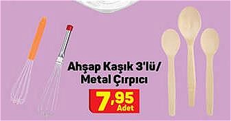Ahşap Kaşık 3'lü/Metal Çırpıcı image