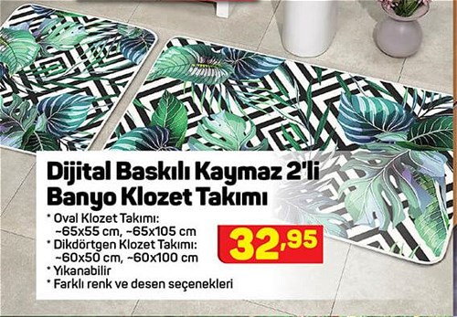 Dijital Baskılı Kaymaz 2'li Banyo Klozet Takımı image