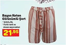 Bayan Keten Görünümlü Şort image