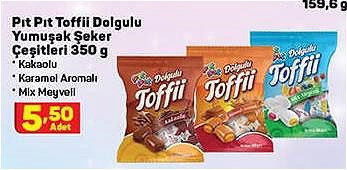 Pıt Pıt Toffii Dolgulu Yumuşak Şeker Çeşitleri 350 g image