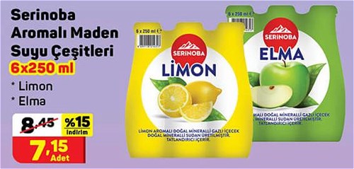 Serinoba Aromalı Maden Suyu Çeşitleri 6x250 ml image