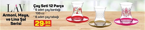 Lav Çay Seti 12 Parça Armoni/Maya ve Lina Şal Serisi image