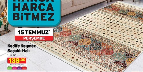 Kadife Kaymaz Saçaklı Halı 5 m² image