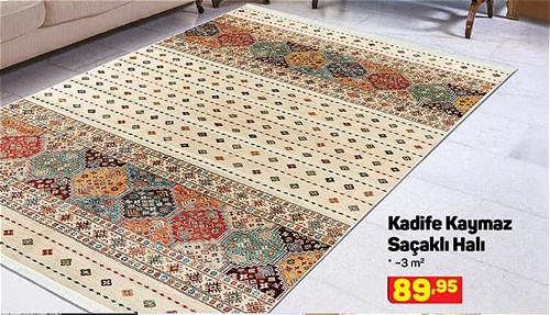 Kadife Kaymaz Saçaklı Halı 3 m² image