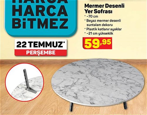 Mermer Desenli Yer Sofrası 70 cm image