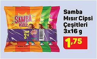 Samba Mısır Cipsi Çeşitleri 3x16 g image