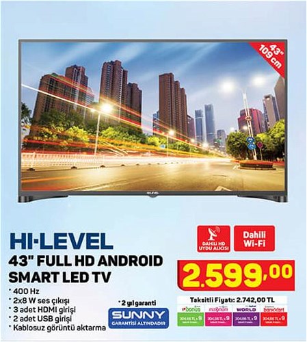 Hi-Level 43" Full HD Android Smart Led Tv image