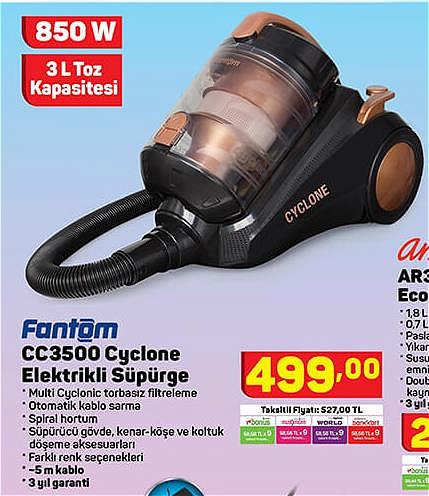 Fantom CC3500 Cyclone Elektrikli Süpürge 850 W image