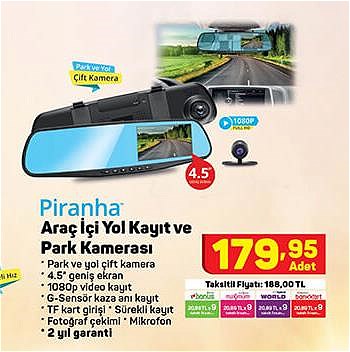 Piranha Araç İçi Yol Kayıt ve Park Kamerası image