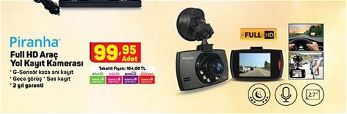 Piranha Full HD Araç Yol Kayıt Kamerası image