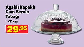 Ayaklı Kapaklı Cam Servis Tabağı 31 cm image