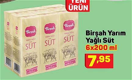 Birşah Yarım Yağlı Süt 6x200 ml image