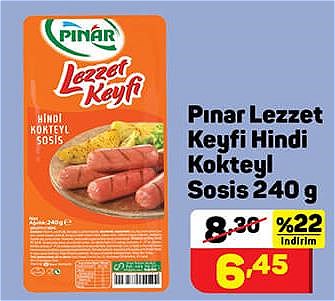 Pınar Lezzet Keyfi Hindi Kokteyl Sosis 240 g image