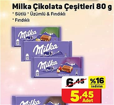 Milka Çikolata Çeşitleri 80 g image