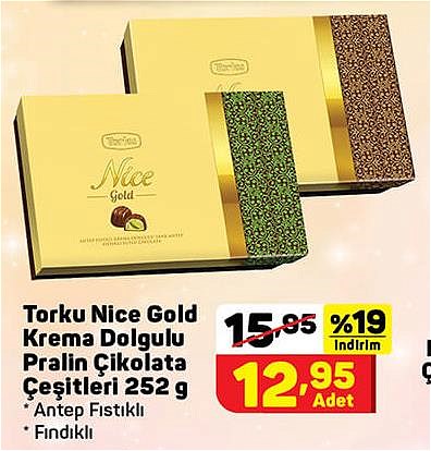 Torku Nice Gold Krema Dolgulu Pralin Çikolata Çeşitleri 252 g image