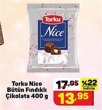 Torku Nice Bütün Fındıklı Çikolata 400 g image