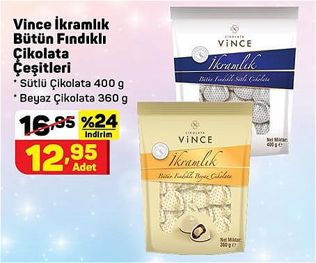 Vince İkramlık Bütün Fındıklı Sütlü Çikolata Çeşitleri image