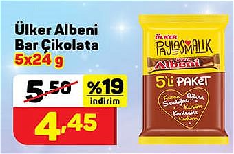 Ülker Albeni Bar Çikolata 5x24 g image