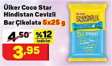 Ülker Coco Star Hindistan Cevizli Bar Çİkolata 5x25 g image