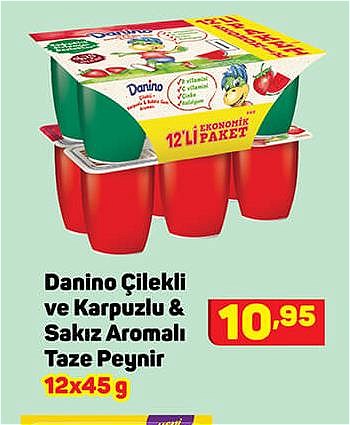 Danino Çilekli ve Karpuzlu&Sakız Aromalı Taze Peynir 12x45 g image