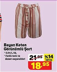 Bayan Keten Görünümlü Şort image