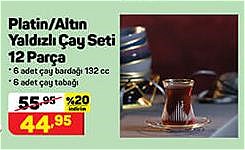 Platin/Altın Yaldızlı Çay Seti 12 Parça image