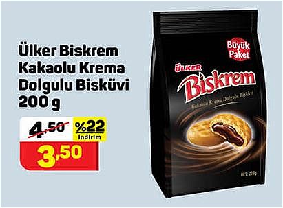 Ülker Biskrem Kakaolu Krema Dolgulu Bisküvi 200 g image