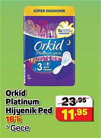 Orkid Platinum Hijyenik Ped 16'lı Gece image