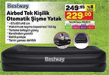 Bestway Airbed Tek Kişilik Otomatik Şişme Yatak 97x191x46 cm image