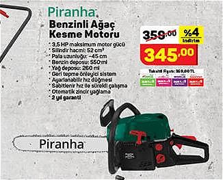 Piranha Benzinli Ağaç Kesme Motoru image