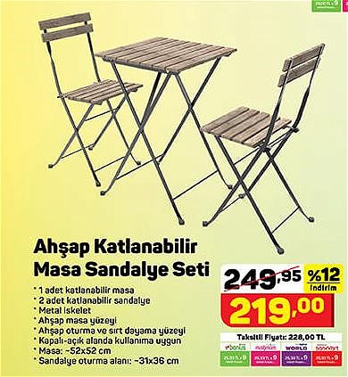 Ahşap Katlanabilir Masa Sandalye Seti image