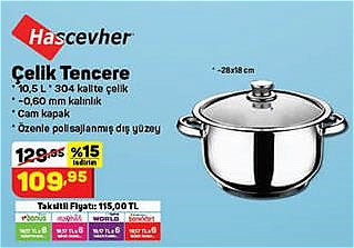 Hascevher Çelik Tencere 10,5 L image